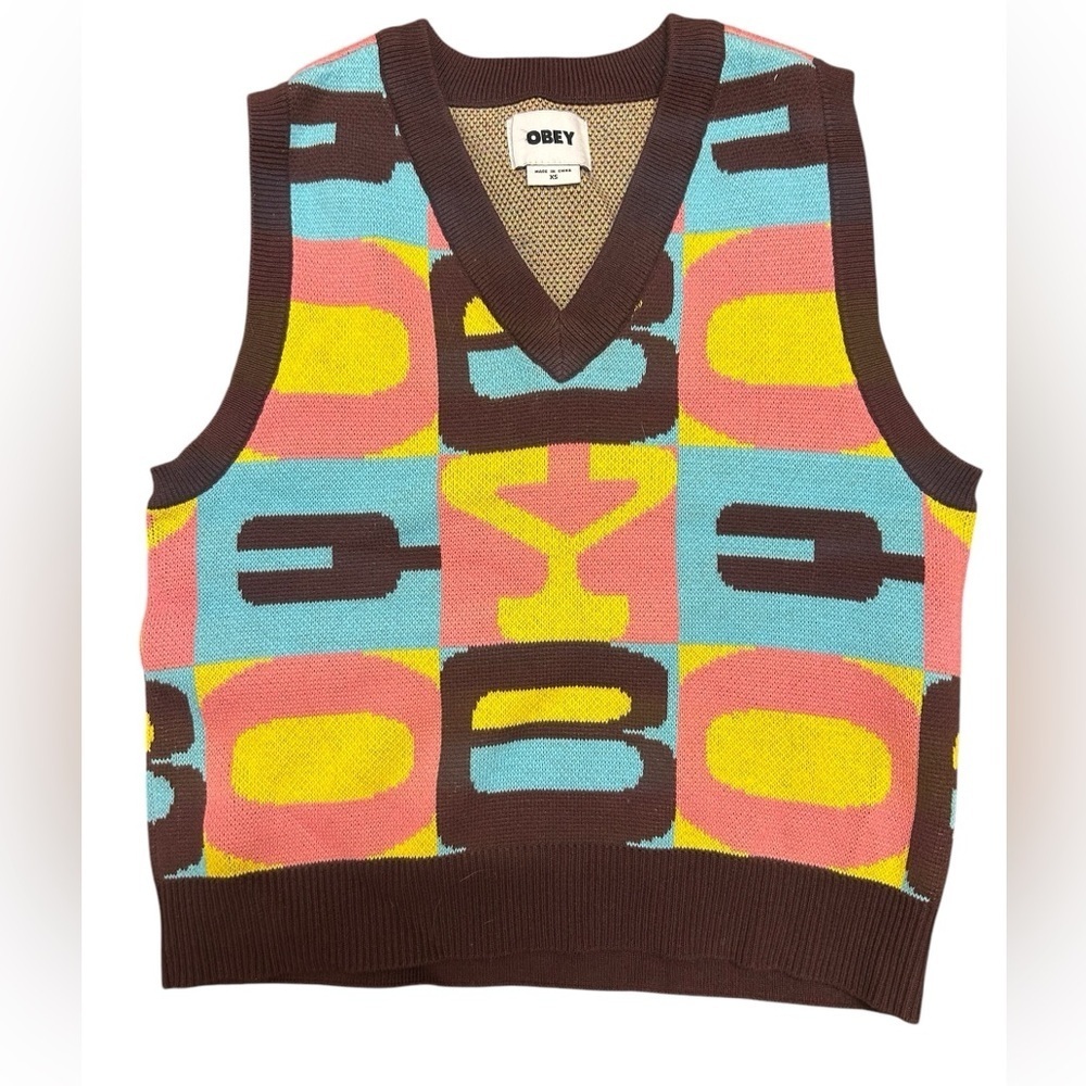 Obey XS worn once “Miles” sweater vest- this is absolutely new condition.